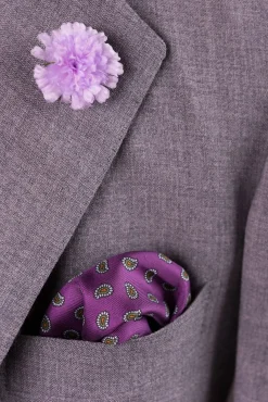 Dark Magenta Paisley Silk Pocket Square