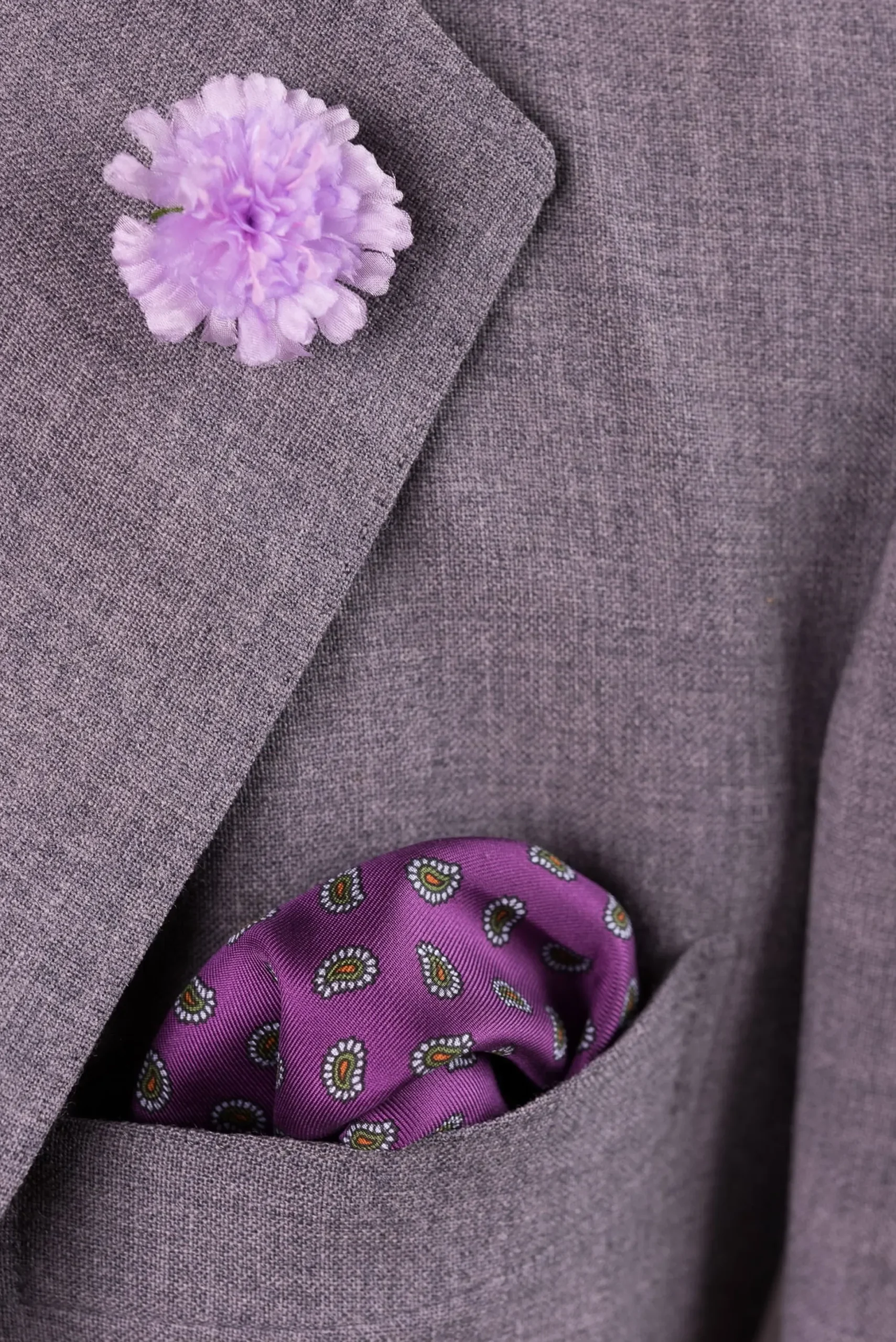 Dark Magenta Paisley Silk Pocket Square