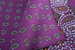 Dark Magenta Paisley Silk Pocket Square