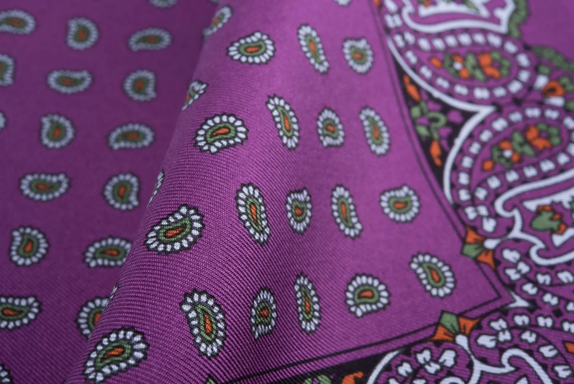 Dark Magenta Paisley Silk Pocket Square