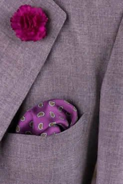 Dark Magenta Paisley Silk Pocket Square
