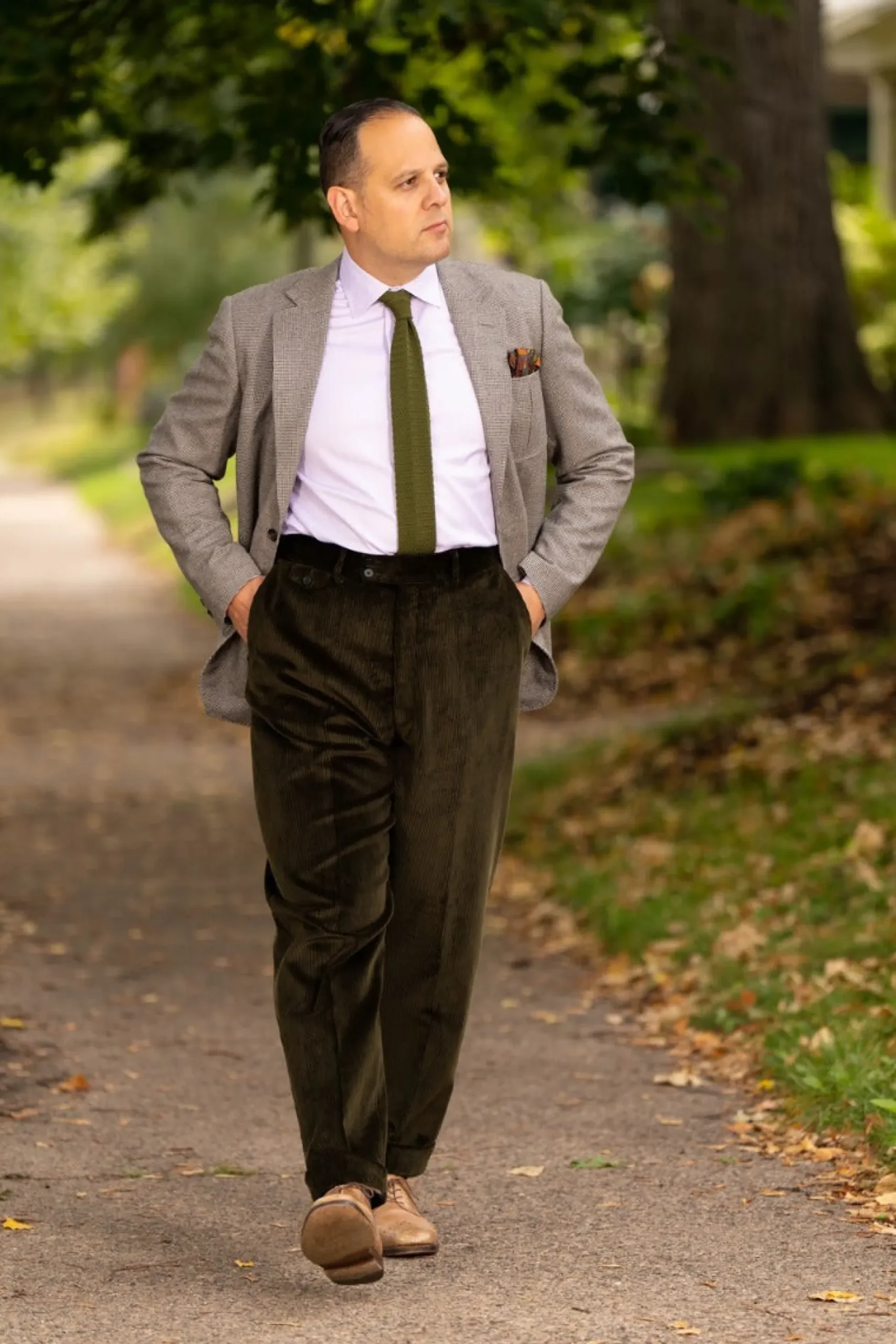Dark Olive Stancliffe Corduroy Trousers