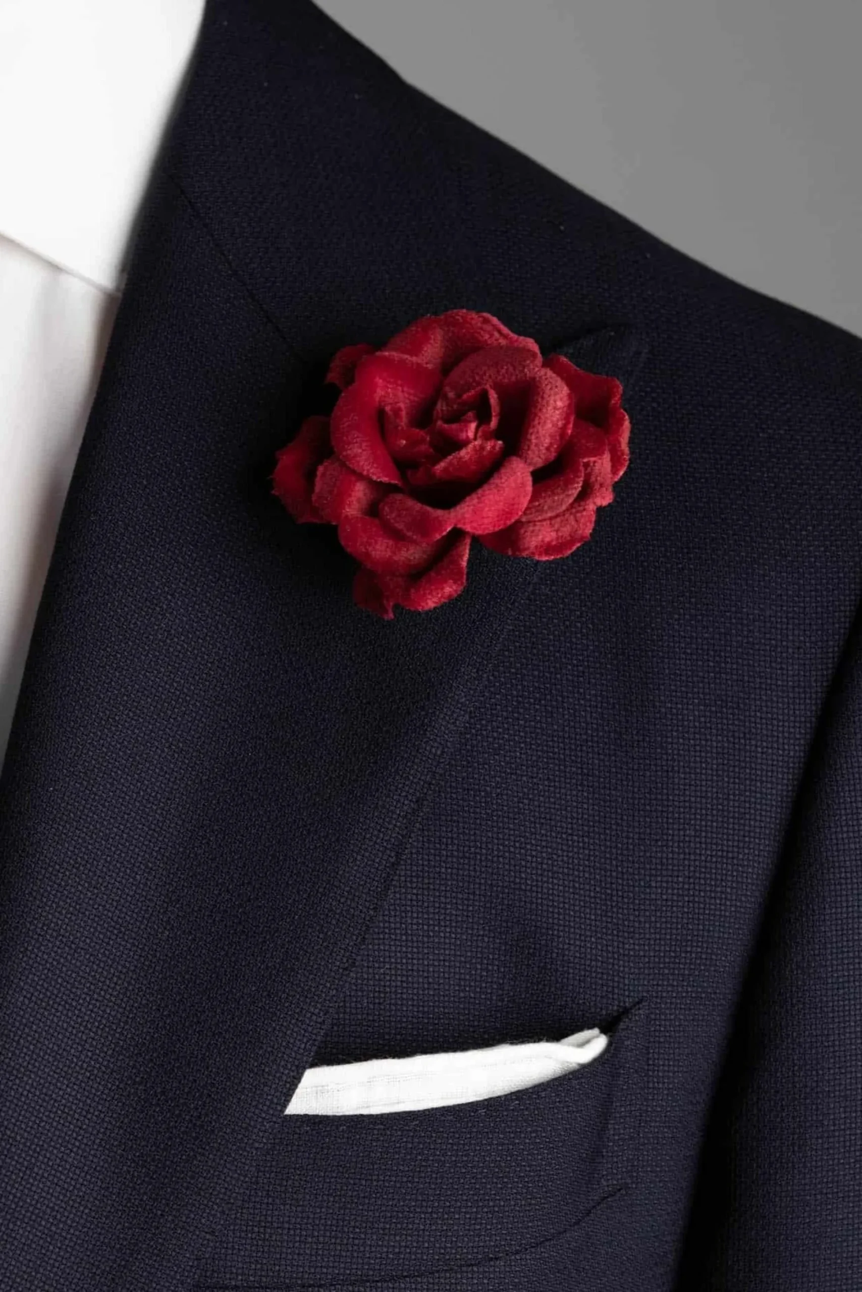 Dark Red Velvet Spray Rose Boutonnière Flower