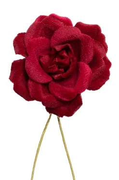 Dark Red Velvet Spray Rose Boutonnière Flower