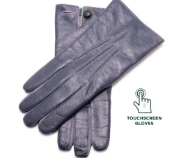 Denim Blue Touchscreen Lamb Nappa Gloves