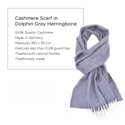 Dolphin Gray Herringbone Cashmere Scarf