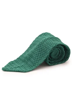 Emerald Green Zigzag Silk Knit Tie