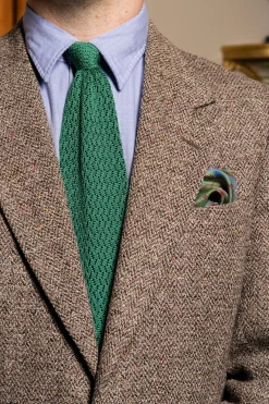 Emerald Green Zigzag Silk Knit Tie