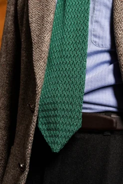 Emerald Green Zigzag Silk Knit Tie