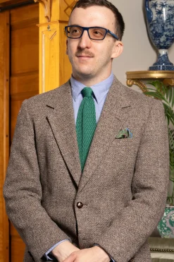 Emerald Green Zigzag Silk Knit Tie