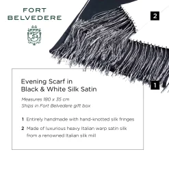 Evening Scarf in Black and White Silk Satin