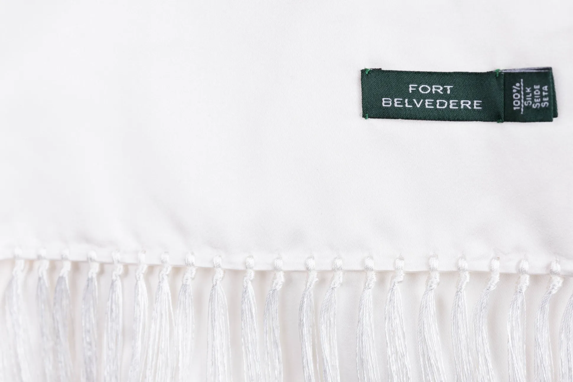 Evening Scarf in White Silk Satin