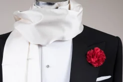 Evening Scarf in White Silk Satin