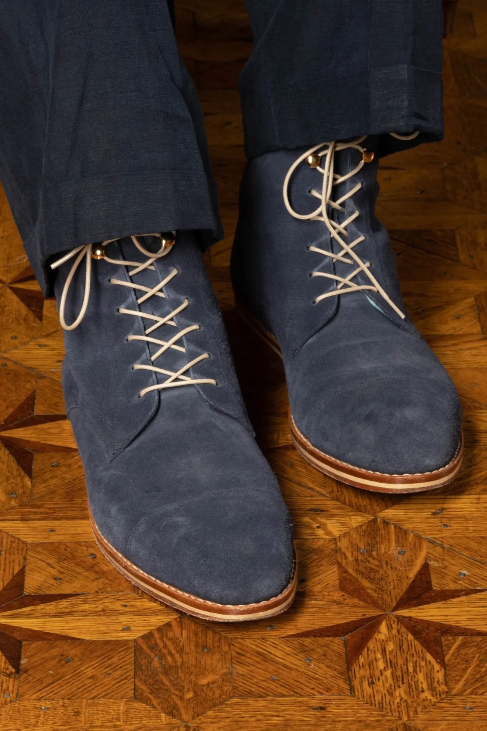 Flat Beige Waxed Cotton Shoelaces