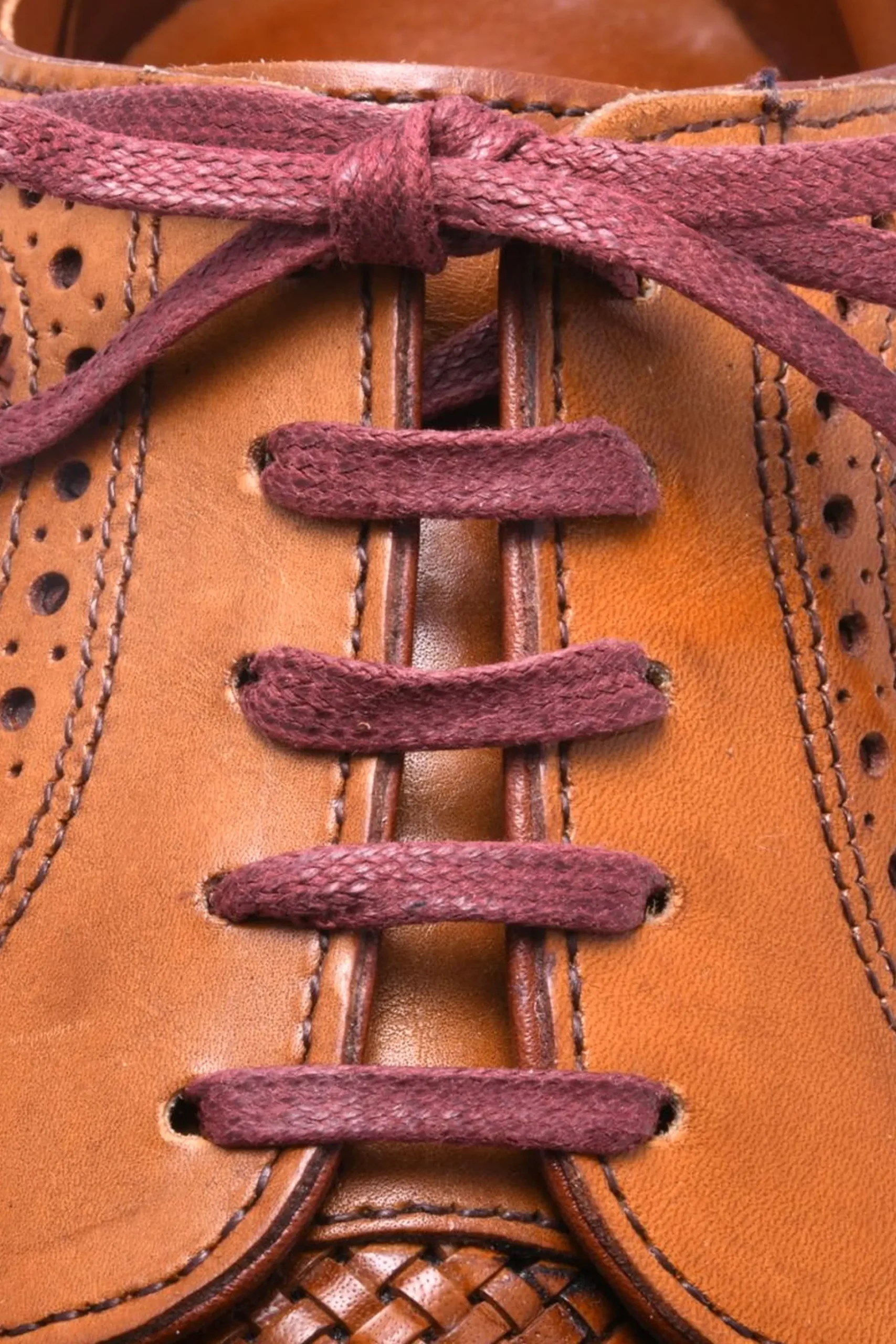 Flat Burgundy Waxed Cotton Shoelaces