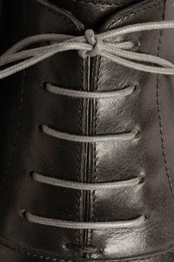 Flat Charcoal Waxed Cotton Shoelaces