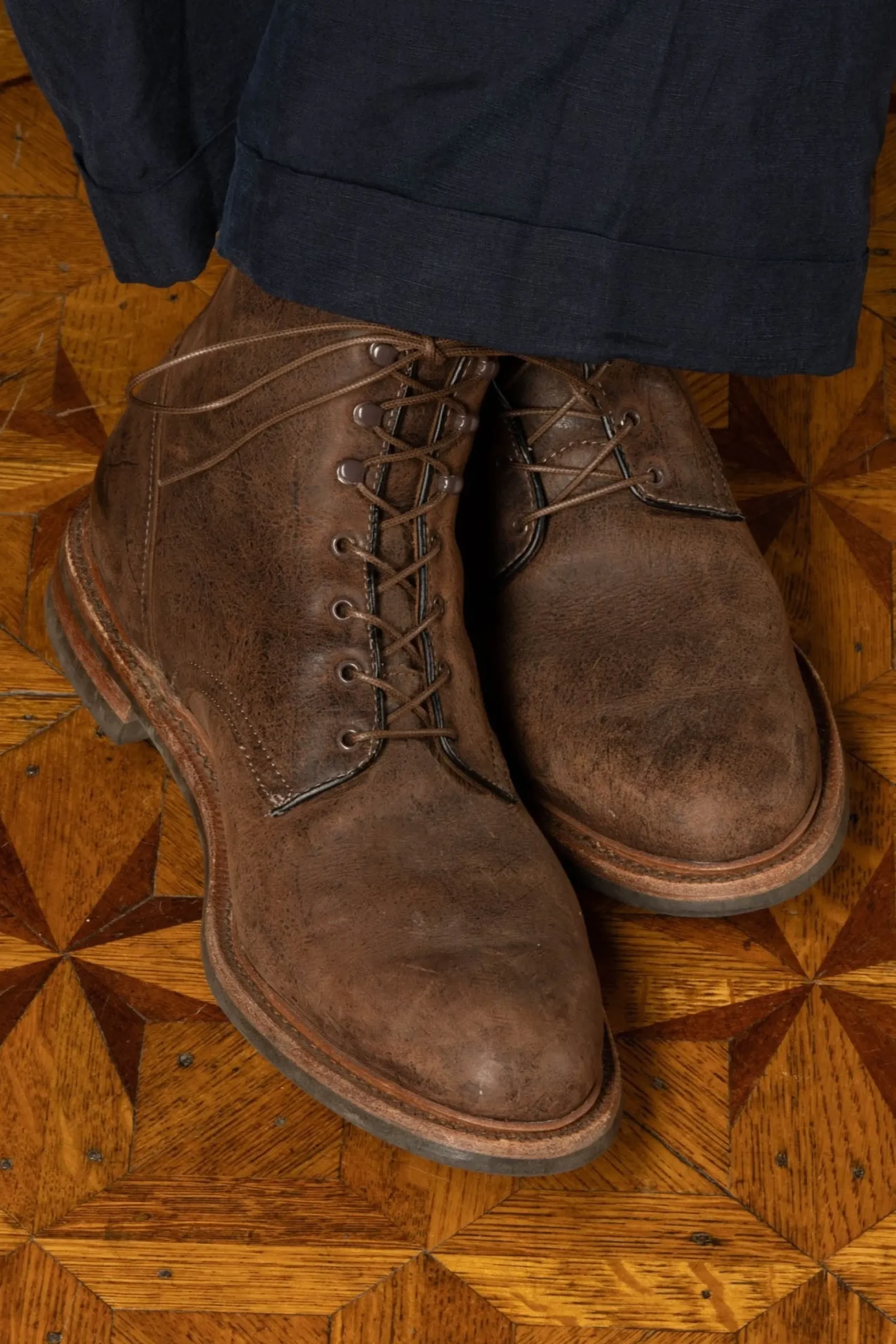 Flat Coffee Brown Waxed Cotton Shoelaces