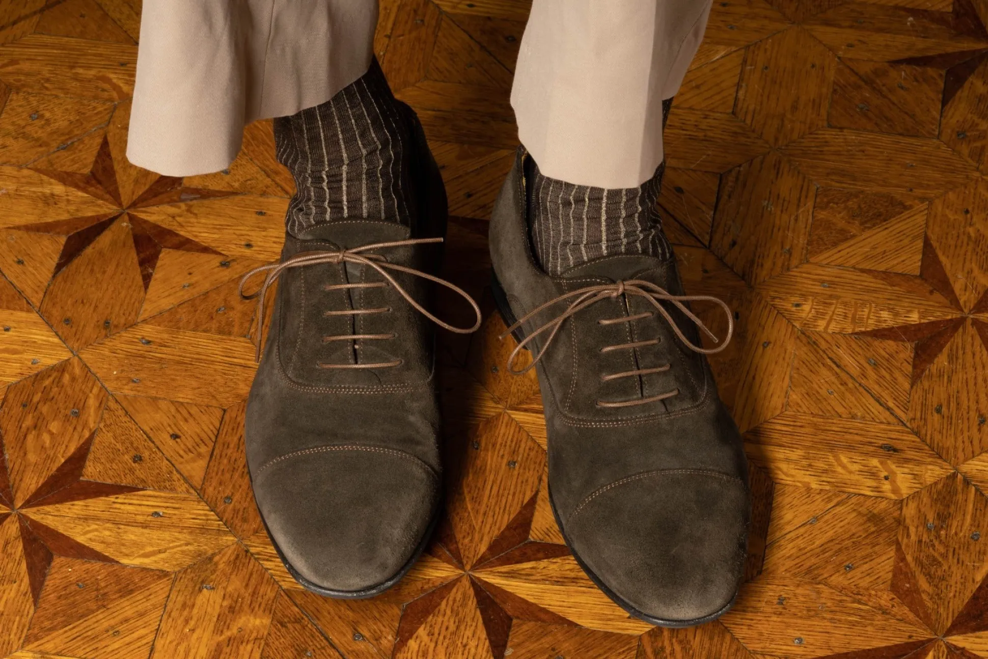 Flat Coffee Brown Waxed Cotton Shoelaces