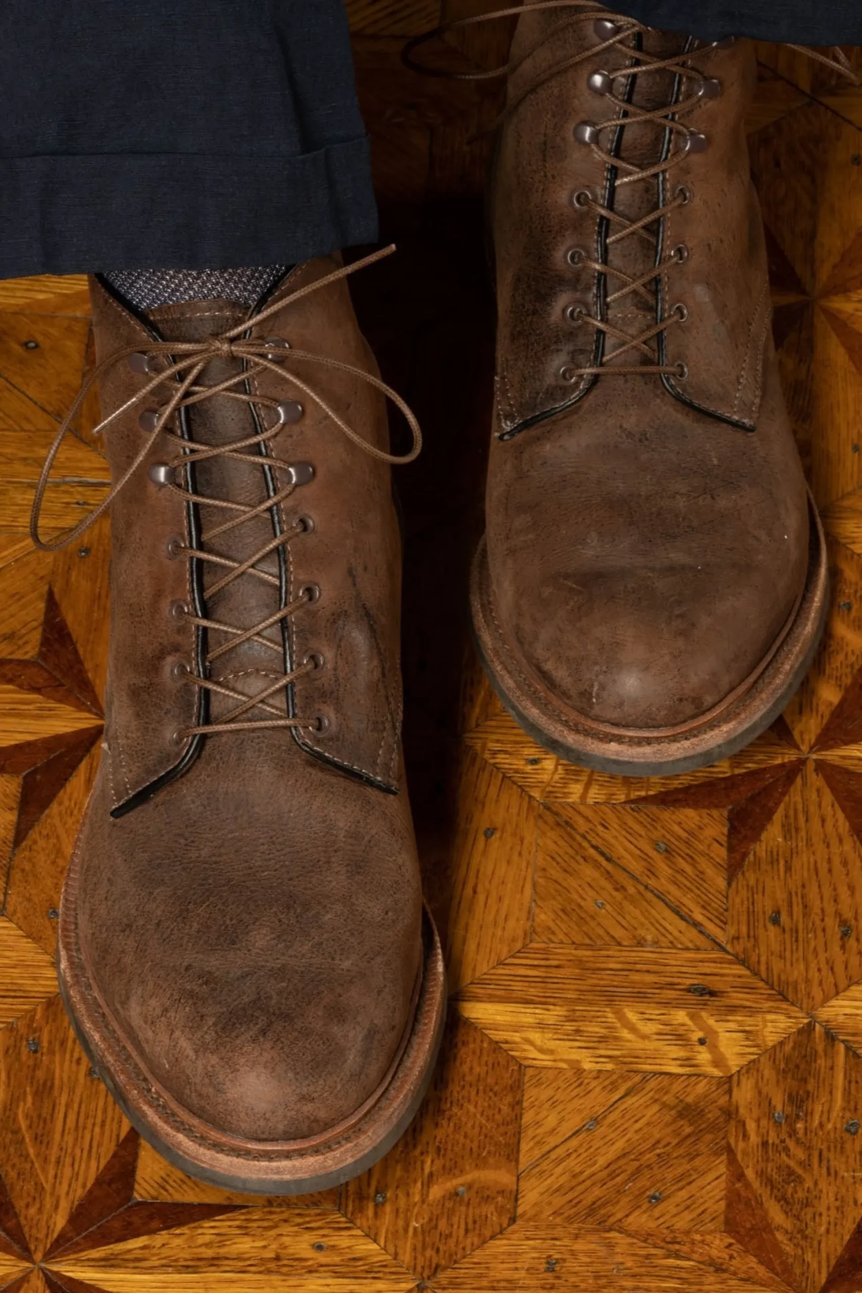 Flat Coffee Brown Waxed Cotton Shoelaces