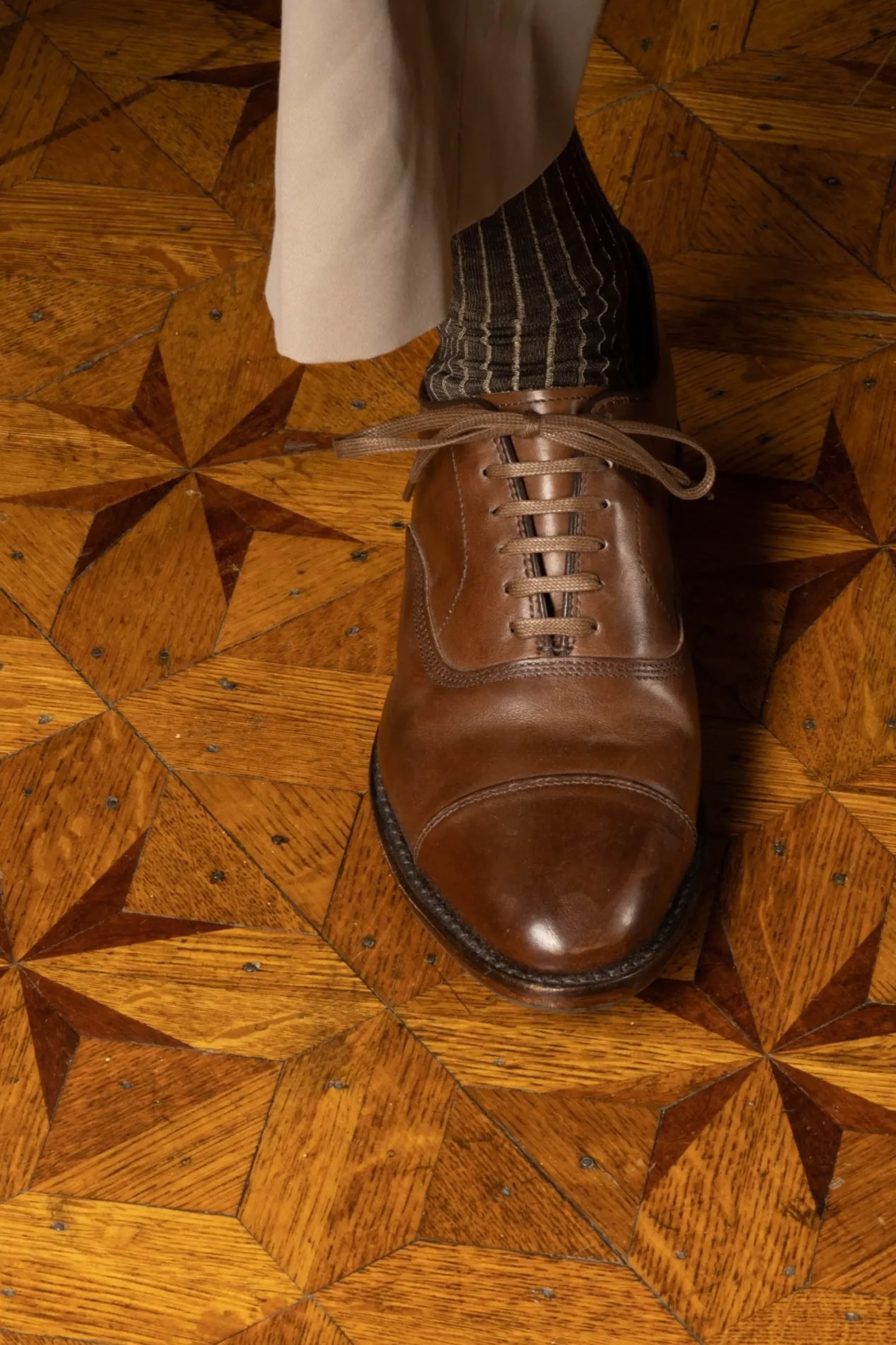 Flat Coffee Brown Waxed Cotton Shoelaces