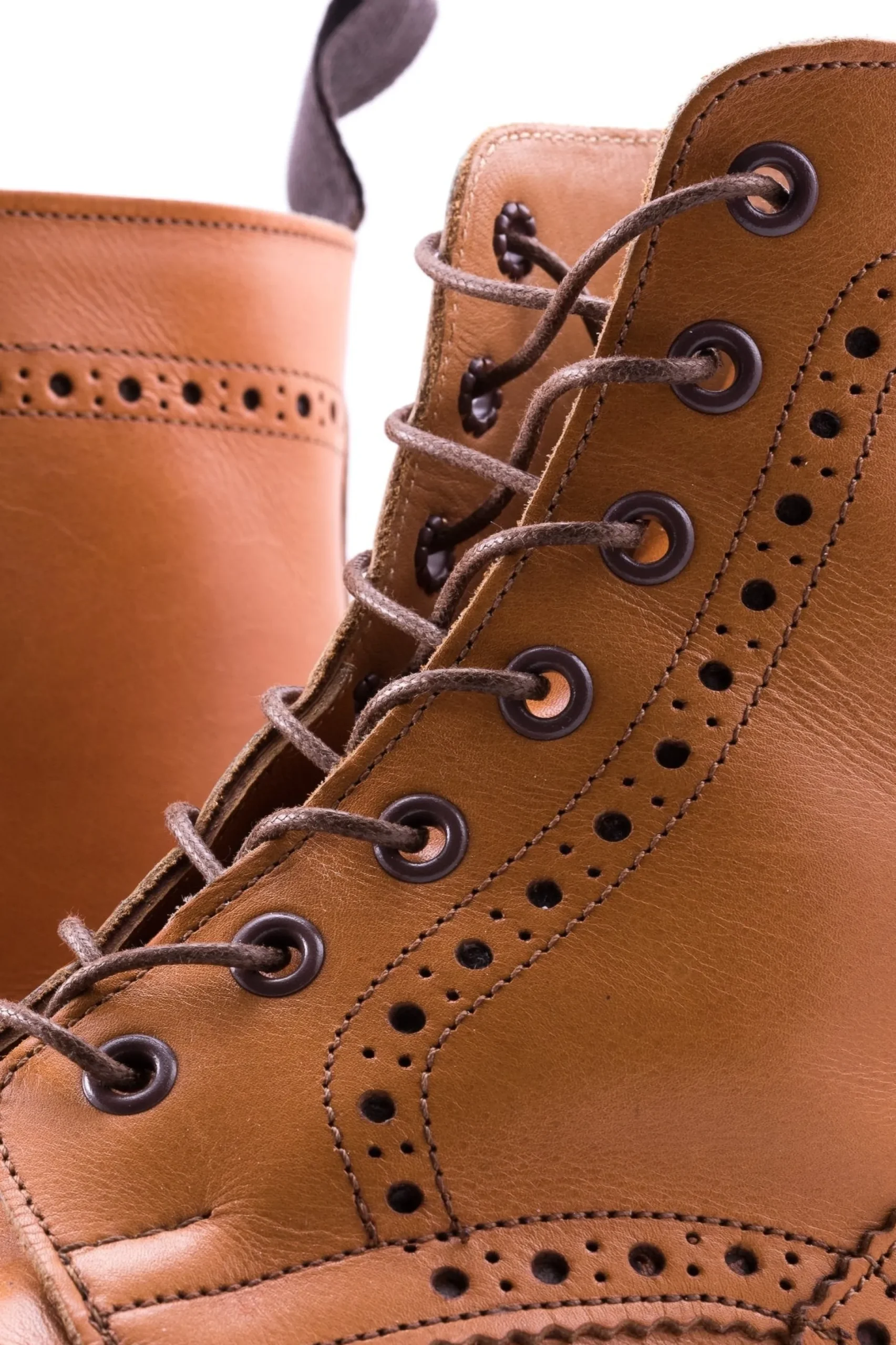 Flat Mid Brown Waxed Cotton Shoelaces