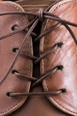 Flat Mid Brown Waxed Cotton Shoelaces
