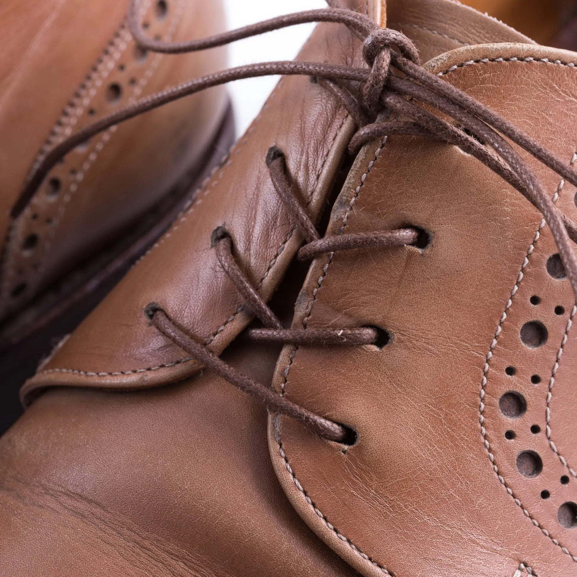 Flat Mid Brown Waxed Cotton Shoelaces