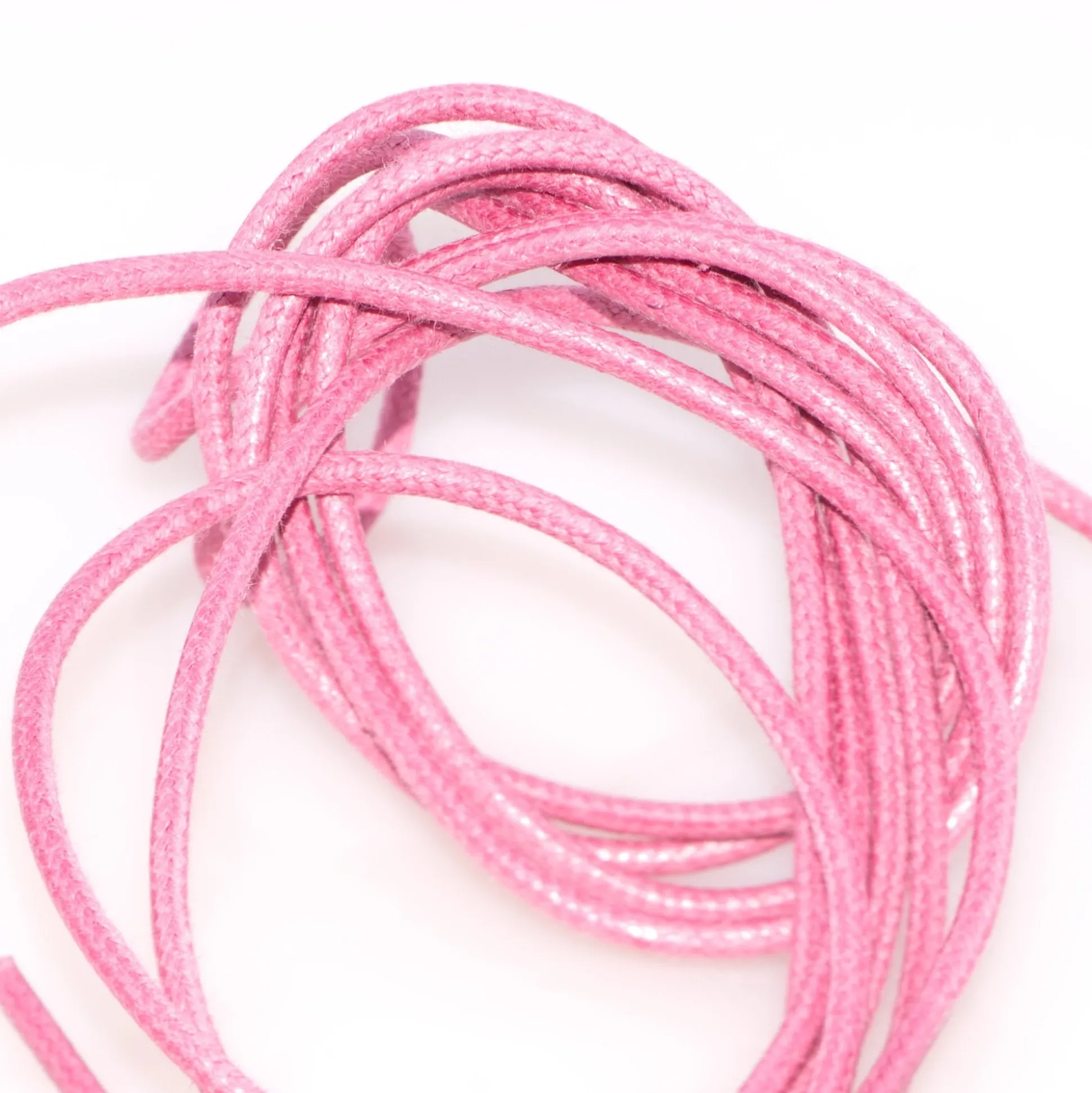 Flat Pink Waxed Cotton Shoelaces