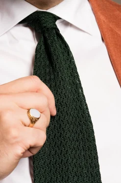 Forest Green Zigzag Silk Knit Tie