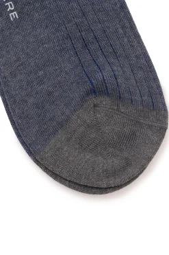 Gray & Blue Shadow Stripe Midweight Cotton Socks