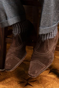 Gray & Light Gray Shadow Stripe Midweight Cotton Socks