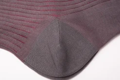 Gray & Red Shadow Stripe Lightweight Cotton Socks