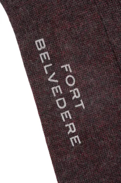 Gray & Red Shadow Stripe Midweight Cotton Socks