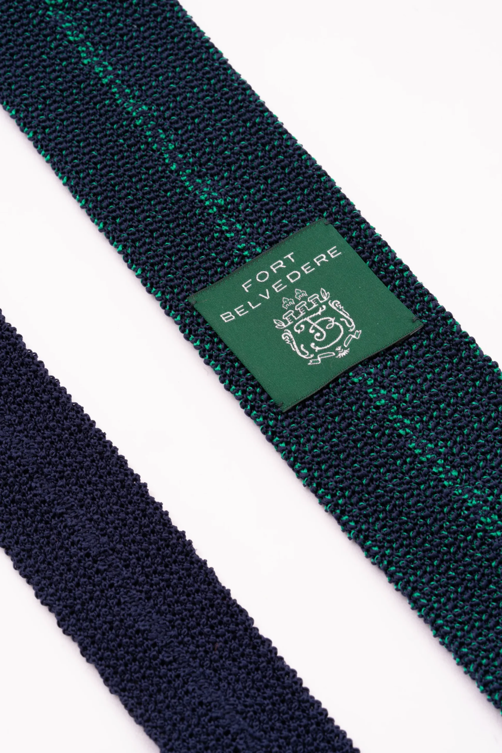 Green & Navy Two-Tone Silk Knit Tie