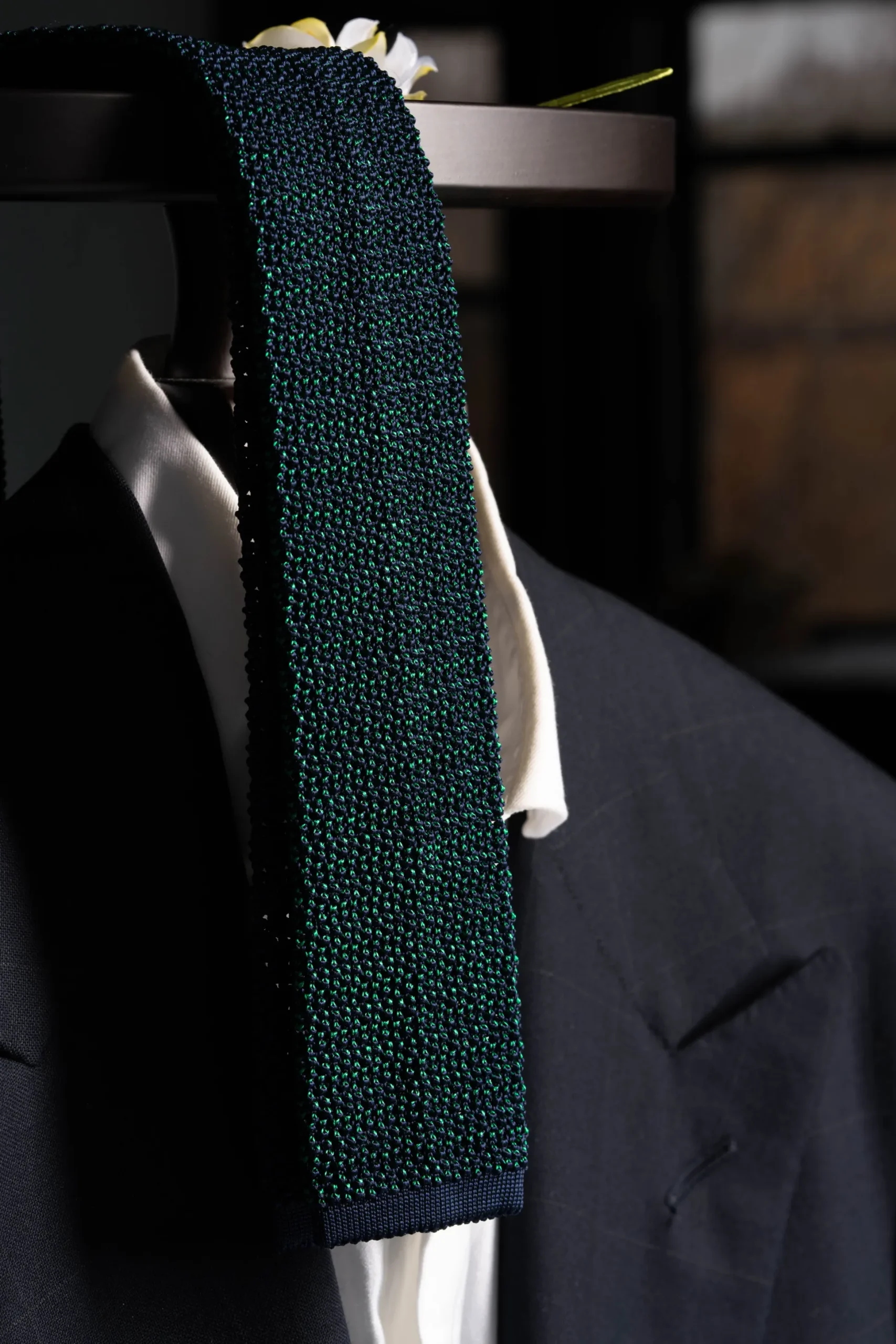 Green & Navy Two-Tone Silk Knit Tie