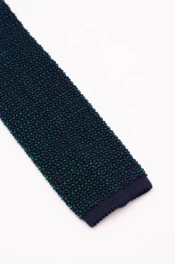 Green & Navy Two-Tone Silk Knit Tie