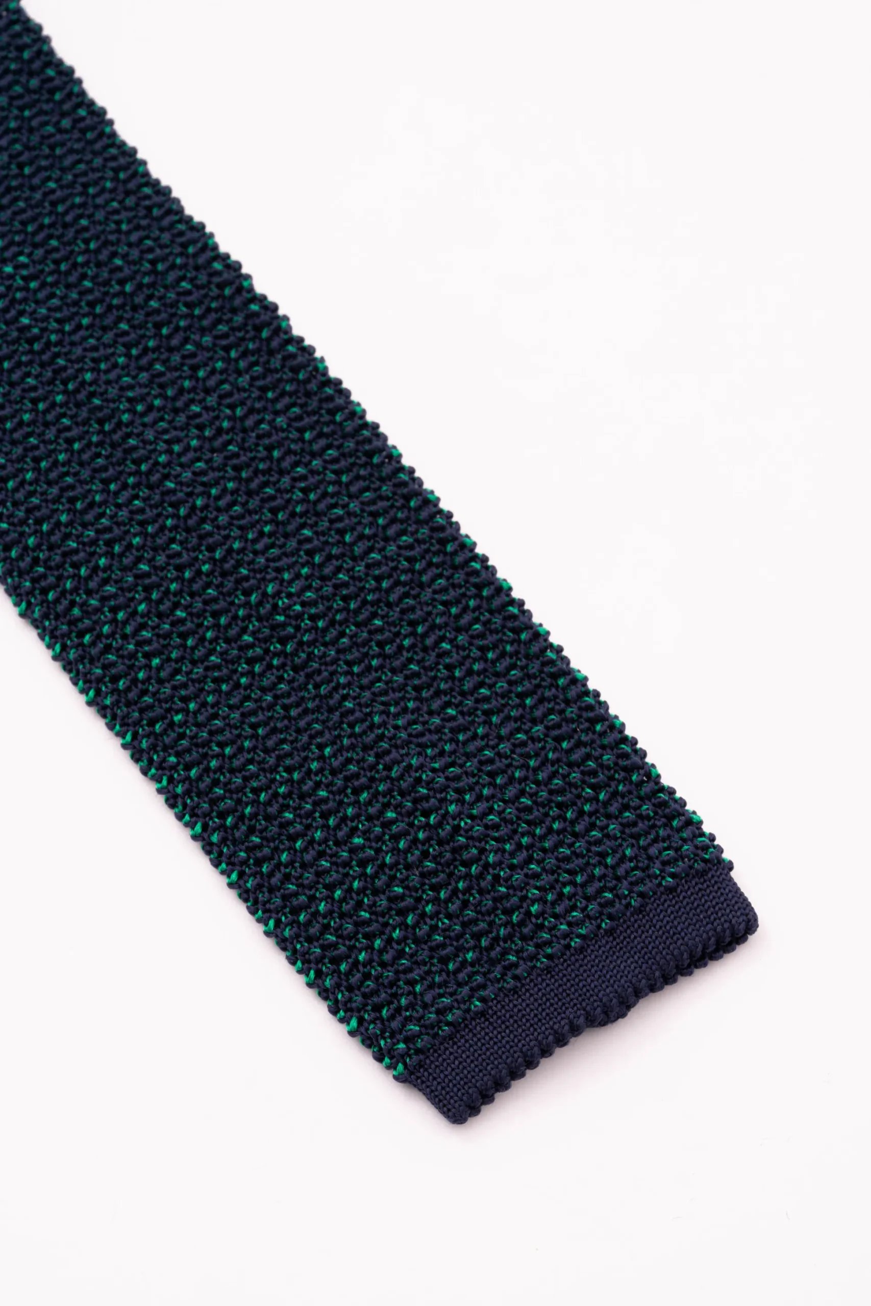 Green & Navy Two-Tone Silk Knit Tie