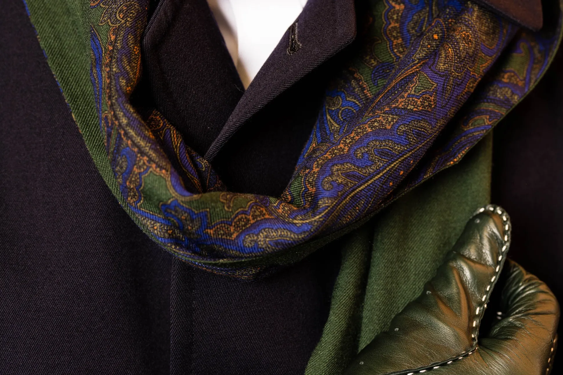 Green Paisley & Stripes Reversible Scarf