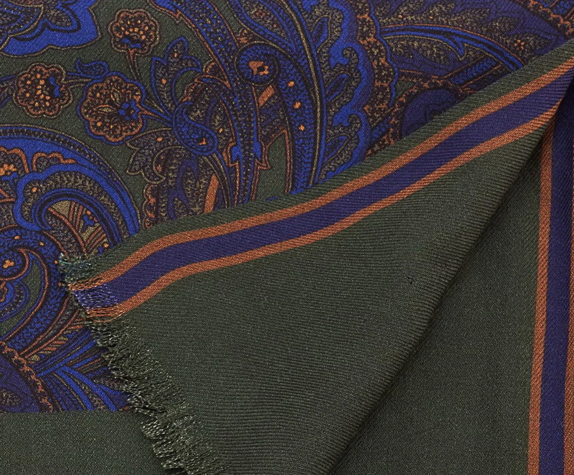 Green Paisley & Stripes Reversible Scarf