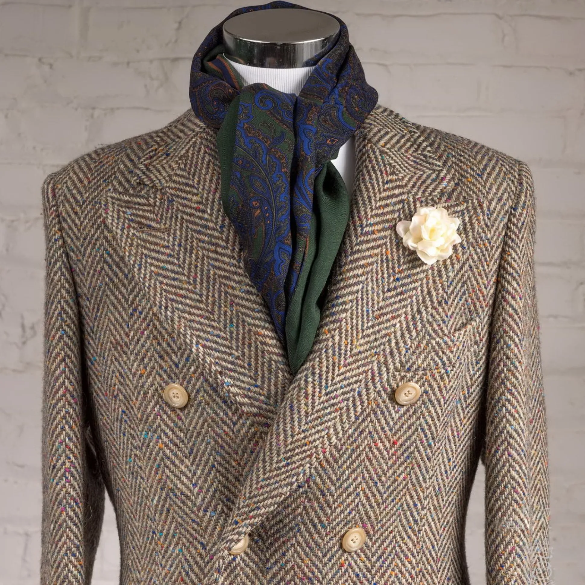 Green Paisley & Stripes Reversible Scarf