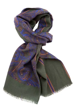 Green Paisley & Stripes Reversible Scarf