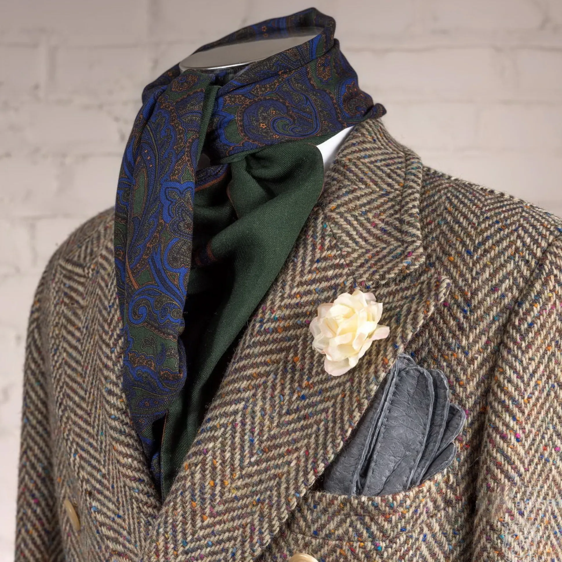 Green Paisley & Stripes Reversible Scarf