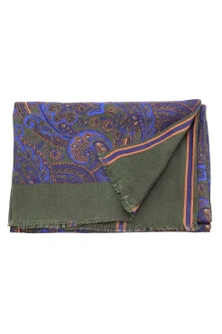 Green Paisley & Stripes Reversible Scarf