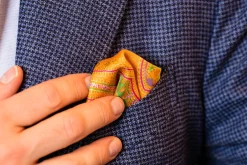 Green & Pink Large Paisley Silk Pocket Square