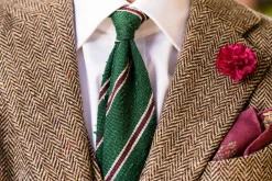 Green & Purple Striped Shantung Silk Tie