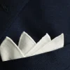 Hand-Embroidered Initial "L" White Linen Pocket Square