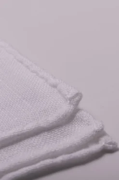 Hand-Embroidered Initial "V" White Linen Pocket Square