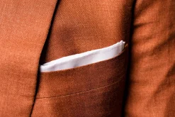 Hand-Embroidered Initial "W" White Linen Pocket Square