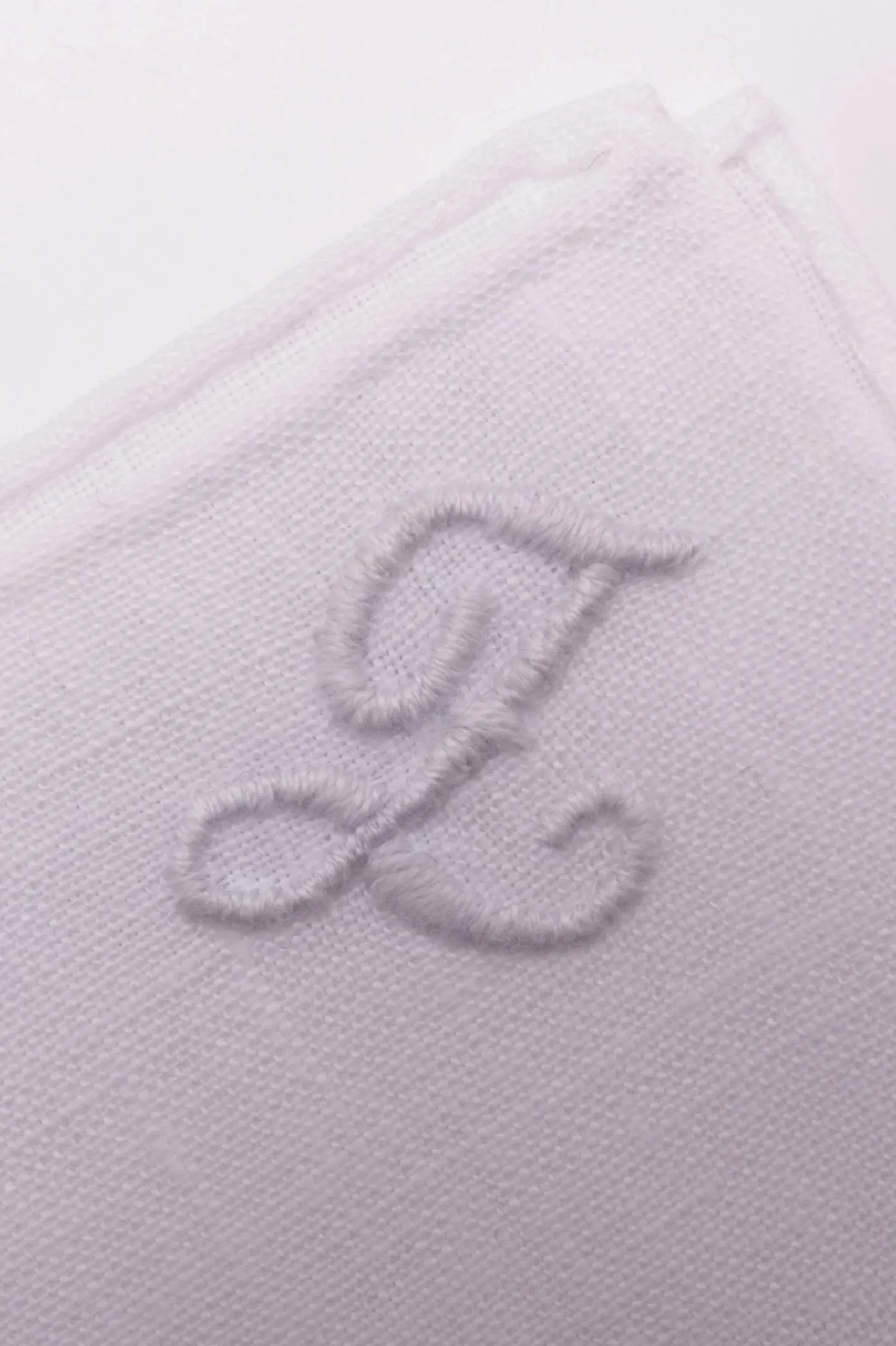 Hand-Embroidered Initial "Z" White Linen Pocket Square