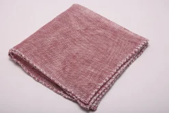Handrolled Burgundy X-Stitch Linen Pocket Square